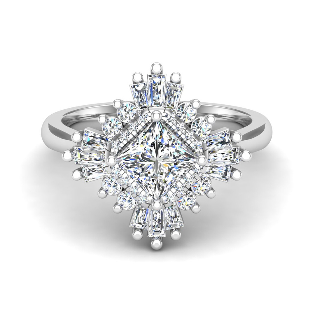 Delaney Ballerina Style Halo Engagement Ring